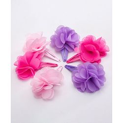Babyhug Flower Applique Snap Clips Pack of 6 - Multicolor