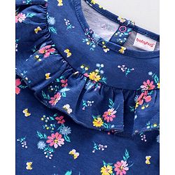 Babyhug Half Sleeves Printed Tops and Skirt - Blue Pink