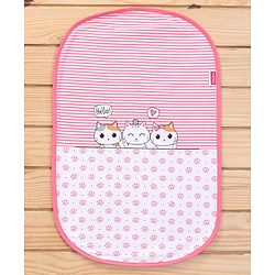 Babyhug Premium 3 Piece Nest Gadda Set With Diaper Changing Mat in Kitty Print - Pink