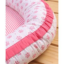 Babyhug Premium 3 Piece Nest Gadda Set With Diaper Changing Mat in Kitty Print - Pink