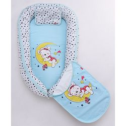 Babyhug Premium 5 Piece Nest Gadda Set With Diaper Changing Mat in Bear Print - Blue