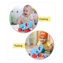 Babyhug Wooden Elephant Pull-Along Toy | Non-Toxic Walker Toy for Babies | Encourages Early Walking, Balance & Coordination | Safe & Durable | Ideal Birthday Gift | Blue | BIS Certified