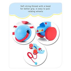 Babyhug Wooden Elephant Pull-Along Toy | Non-Toxic Walker Toy for Babies | Encourages Early Walking, Balance & Coordination | Safe & Durable | Ideal Birthday Gift | Blue | BIS Certified
