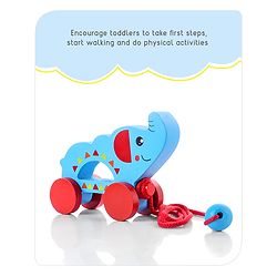 Babyhug Wooden Elephant Pull-Along Toy | Non-Toxic Walker Toy for Babies | Encourages Early Walking, Balance & Coordination | Safe & Durable | Ideal Birthday Gift | Blue | BIS Certified