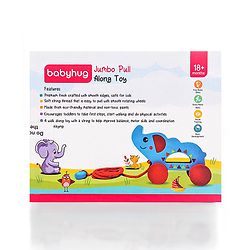 Babyhug Wooden Elephant Pull-Along Toy | Non-Toxic Walker Toy for Babies | Encourages Early Walking, Balance & Coordination | Safe & Durable | Ideal Birthday Gift | Blue | BIS Certified