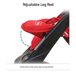 Babyhug Twinster Easy Foldable Twin Stroller with Adjustable Legrest - Red