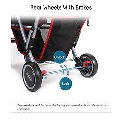 Babyhug Twinster Easy Foldable Twin Stroller with Adjustable Legrest - Red