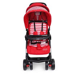 Babyhug Twinster Easy Foldable Twin Stroller with Adjustable Legrest - Red