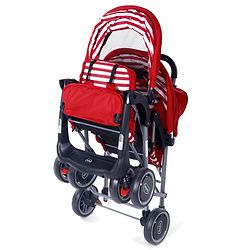 Babyhug Twinster Easy Foldable Twin Stroller with Adjustable Legrest - Red