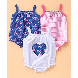 Babyhug 100% Cotton Singlet Onesies Pack of 3 - Multicolor