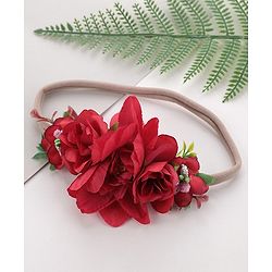 Babyhug Free Size Flower Applique Headband - Red
