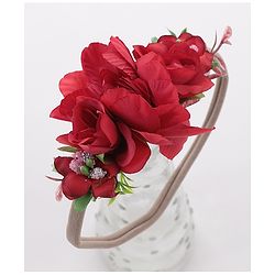 Babyhug Free Size Flower Applique Headband - Red