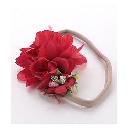 Babyhug Free Size Flower Applique Headband - Red