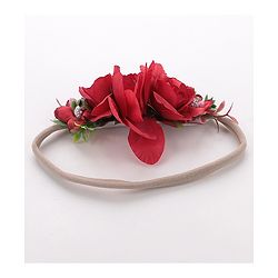 Babyhug Free Size Flower Applique Headband - Red