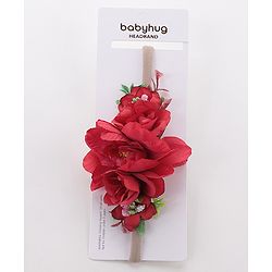 Babyhug Free Size Flower Applique Headband - Red