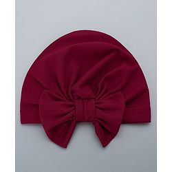Babyhug Solid Headband with Bow Dark Red - Diameter 11 cm