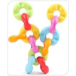 Babyhug Premium 12 pcs Chain Links Interlocking, Educational and Construction Colorful Toy| Improves Creativity And Helps Develop Hand Eye Coordination| Pre-School Toy| BIS Certified| 18 Months+