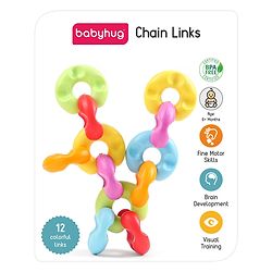 Babyhug Premium 12 pcs Chain Links Interlocking, Educational and Construction Colorful Toy| Improves Creativity And Helps Develop Hand Eye Coordination| Pre-School Toy| BIS Certified| 18 Months+