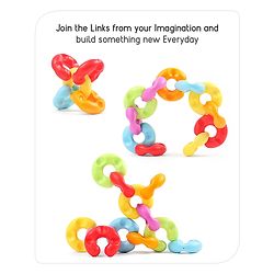 Babyhug Premium 12 pcs Chain Links Interlocking, Educational and Construction Colorful Toy| Improves Creativity And Helps Develop Hand Eye Coordination| Pre-School Toy| BIS Certified| 18 Months+