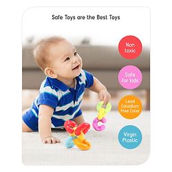 Babyhug Premium 12 pcs Chain Links Interlocking, Educational and Construction Colorful Toy| Improves Creativity And Helps Develop Hand Eye Coordination| Pre-School Toy| BIS Certified| 18 Months+