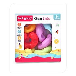Babyhug Premium 12 pcs Chain Links Interlocking, Educational and Construction Colorful Toy| Improves Creativity And Helps Develop Hand Eye Coordination| Pre-School Toy| BIS Certified| 18 Months+