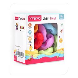 Babyhug Premium 12 pcs Chain Links Interlocking, Educational and Construction Colorful Toy| Improves Creativity And Helps Develop Hand Eye Coordination| Pre-School Toy| BIS Certified| 18 Months+