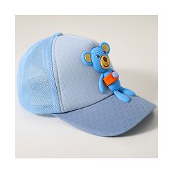 Babyhug Baseball Cap With Bear Applique - Blue