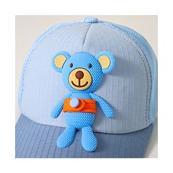 Babyhug Baseball Cap With Bear Applique - Blue