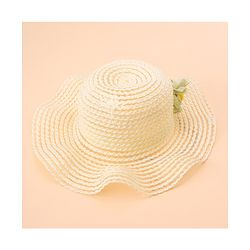 Babyhug Straw Hat With Flower Applique - Offwhite