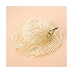 Babyhug Straw Hat With Flower Applique - Offwhite