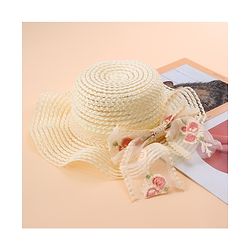 Babyhug Straw Hat With Bow - Cream