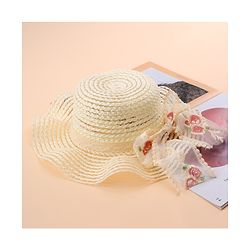 Babyhug Straw Hat With Bow - Cream