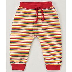 Babyhug Knit Full Length Santa Claus & Striped Diaper Pants Pack Of 3 - Multicolour