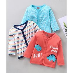 Babyhug Full Sleeves Vests Pack of 3 - Blue Peach White