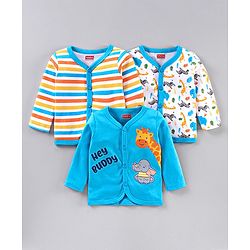 Babyhug Full Sleeves Vests Animal Print Pack of 3 - Multicolor