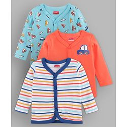 Babyhug Full Sleeves Vests Pack of 3 - Blue Peach White