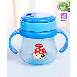 Babyhug Swipey Straw Sipper With Handle Pirate Print  Blue - 250 ml