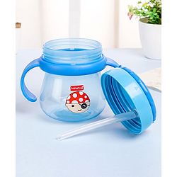 Babyhug Swipey Straw Sipper With Handle Pirate Print  Blue - 250 ml