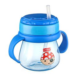 Babyhug Swipey Straw Sipper With Handle Pirate Print  Blue - 250 ml