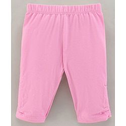 Babyhug Sleeveless Striped Top and Capris With Bow Applique - Pink
