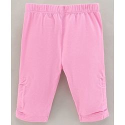 Babyhug Sleeveless Striped Top and Capris With Bow Applique - Pink