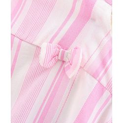 Babyhug Sleeveless Striped Top and Capris With Bow Applique - Pink