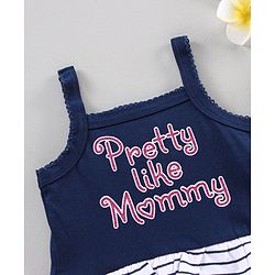 Babyhug Sleeveless Frock Style Onesie Text Print - Blue