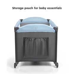 Babyhug Amaze Playpen cum Travel Cot with Mattress & Mosquito Net - Navy Blue| Easy Assembly| Compact Fold| Mesh Sides| Zipper Opening for Fun-play| Storage cum Carry Bag| Wheels with Lock
