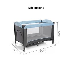 Babyhug Amaze Playpen cum Travel Cot with Mattress & Mosquito Net - Navy Blue| Easy Assembly| Compact Fold| Mesh Sides| Zipper Opening for Fun-play| Storage cum Carry Bag| Wheels with Lock