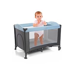 Babyhug Amaze Playpen cum Travel Cot with Mattress & Mosquito Net - Navy Blue| Easy Assembly| Compact Fold| Mesh Sides| Zipper Opening for Fun-play| Storage cum Carry Bag| Wheels with Lock
