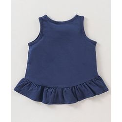 Babyhug Sleeveless Top & Capri Floral Embroidery - Navy Blue Light Pink