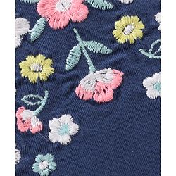Babyhug Sleeveless Top & Capri Floral Embroidery - Navy Blue Light Pink