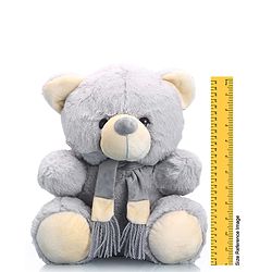 Babyhug Plush Teddy Bear Soft Toy with Muffler for Kids|Huggable Stuffed Bear|Enhances Imagination & Emotional Growth|Perfect for Snuggles, Playtime & Gifting|BIS Certified|Height-40 cm|Grey