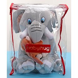 Babyhug Elephant with attached Monkey Soft Toy for Kids|Huggable Plush Animal Duo for Snuggles,Imaginative Play & Emotional Development|Cuddly Toy ideal for gifting|2+ Years|BIS|Height-30 cm